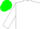 Silk - White, green trim, lucky k racing emblem on back, mat cap