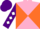 Silk - pink and orange diabolo,pink collar, purple sleeves,white diamonds,purple cap