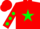 Silk - red, green star, green spots on sleeves, red cap