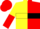 Silk - yellow and red halved horizontally, black hoop, yellow and red halved sleeves, black armlet, red cap
