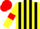 Silk - yellow, black stripes, red armlets & cap