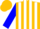 Silk - Gold, white stripes on blue sleeves, gold cap