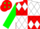 Silk - Red and white quarters, green 'cervantes racing' and multicolored racehorse, red and white diamonds on green sleeves
