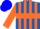 Silk - Royal blue, orange hoop, orange stripes on sleeves, blue cap