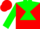 Silk - Red, white 'gg' on green triangle yoke, red band on green sleeves