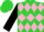 Silk - Lime green, pink diamond hoop, pink diamonds and black cuffs on sleeves