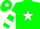 Silk - Green, white star, two white hoops on sleeves, green cap, white star