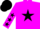 Silk - Magenta, black star, black stars on sleeves, magenta and black cap