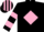 Silk - Black, shocking pink diamond, hooped sleeves, striped cap