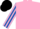 Silk - Pink, royal blue striped sleeves, black cap