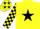 Silk - Yellow, black star, checked sleeves, yellow cap, black stars