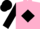 Silk - pink, black diamond, black sleeves, black cap, pink hoops, pink peak