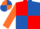 Silk - Red and royal blue (quartered), orange sleeves, orange and royal blue quartered cap