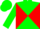 Silk - Green, red diagonal quarters, green sleeves
