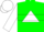 Silk - Green, white triangle, white hoop on sleeves, white cap, green peak