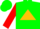 Silk - Green, gold triangle, red sleeves, green cap