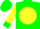 Silk - Green 'r' on yellow ball, green balls and cuffs on yellow sleeves