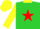 Silk - Lime green, yellow collar, red star, yellow sleeves & cap