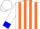 Silk - White, orange stripes, blue cuffs