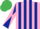 Silk - PINK and DARK BLUE stripes, DARK BLUE and PINK diabolo on sleeves, EMERALD GREEN cap