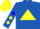 Silk - Royal blue, yellow triangle, yellow diamonds on sleeves, blue and yellow halved cap
