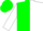 Silk - Green & white vertical halves, white 'p', green 'g', green bars on white sleeves, green cap