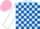 Silk - Light Blue and Royal Blue check, White sleeves, Pink cap