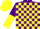 Silk - Purple and Yellow check, halved sleeves, Yellow cap