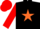 Silk - Black, orange star, red sleeves, two black hoops, red cap