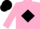 Silk - Pink, black diamond frame and 'd', black cap