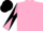 Silk - Pink & black triangular thirds, pink & black diagonal quartered sleeves, black cap