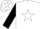 Silk - White with white star on black sleeves,'w' in black star on back