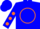 Silk - Blue, blue 'bp' on orange circle, orange dots on sleeves