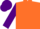 Silk - Orange, purple 'r', purple 't' on sleeves, purple cap