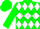 Silk - Green, white diamond hoop, white diamonds on green sleeves, green cap