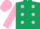 Silk - Dark green, pink spots, sleeves and cap