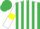 Silk - Emerald green and white stripes, white sleeves, yellow armlets, emerald green cap