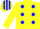 Silk - yellow, blue spots, striped cap
