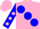 Silk - Pink, blue ball sash, blue sleeves, pink dots