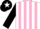 Silk - white, pink stripes, black sleeves, black cap, white star