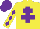 Silk - Yellow, purple cross of lorraine, purple diamondS on sleeves, purple cap