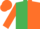 Silk - emerald Green and Orange halved horizontally, Orange sleeves and cap