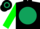 Silk - Black, hunter green ball, green sleeves, black hoops, green cap, black hoop