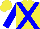Silk - yellow, blue cross sashes and sleeves