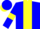 Silk - blue, yellow stripe and armlets, yellow peak