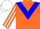 Silk - orange, blue chevron, orange and white striped sleeves, white cap