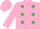 Silk - Pink, Emerald Green spots, Pink sleeves and cap