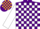 Silk - Purple, gold dollar sign, purple and white blocks on sleeves