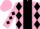 Silk - Pink,black stripe down front,black crossing diamonds on back