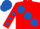 Silk - Red, large royal blue spots, royal blue spots on sleeves, royal blue cap